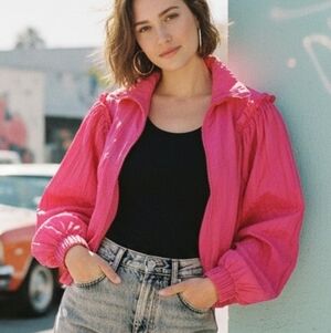 Retro Frill Trim Hot Pink Jacket